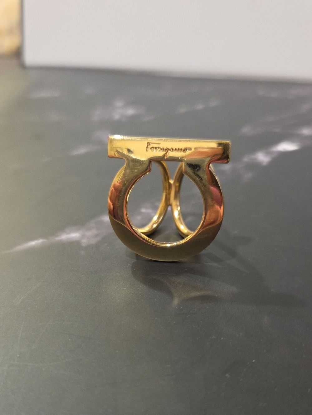 Salvatore Ferragamo Gold Gancini Scarf Ring